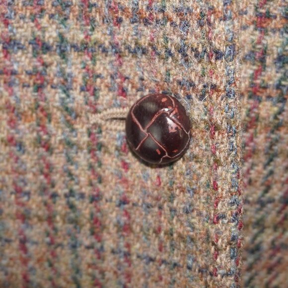 Vintage 70s ILGWU Plaid Suede Leather Elbow Pads Pure Wool Blazer Small 6 - Picture 2 of 8